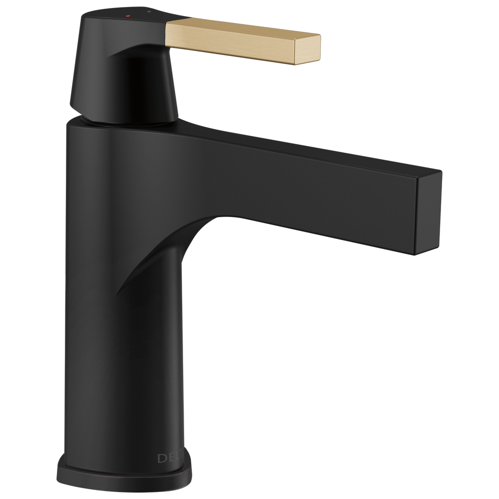 Delta - Single Handle Bathroom Faucet - Less Pop Up - Matte Black / Champagne Bronze - 574-GZLPU-DST