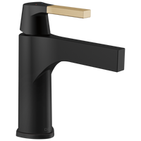 Delta - Single Handle Bathroom Faucet - Less Pop Up - Matte Black / Champagne Bronze - 574-GZLPU-DST