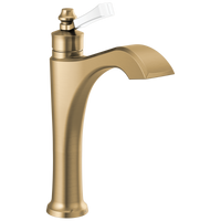 Delta - Single Handle Mid-Height Vessel Bathroom Faucet - Champagne Bronze / Porcelain - 656-GS-DST