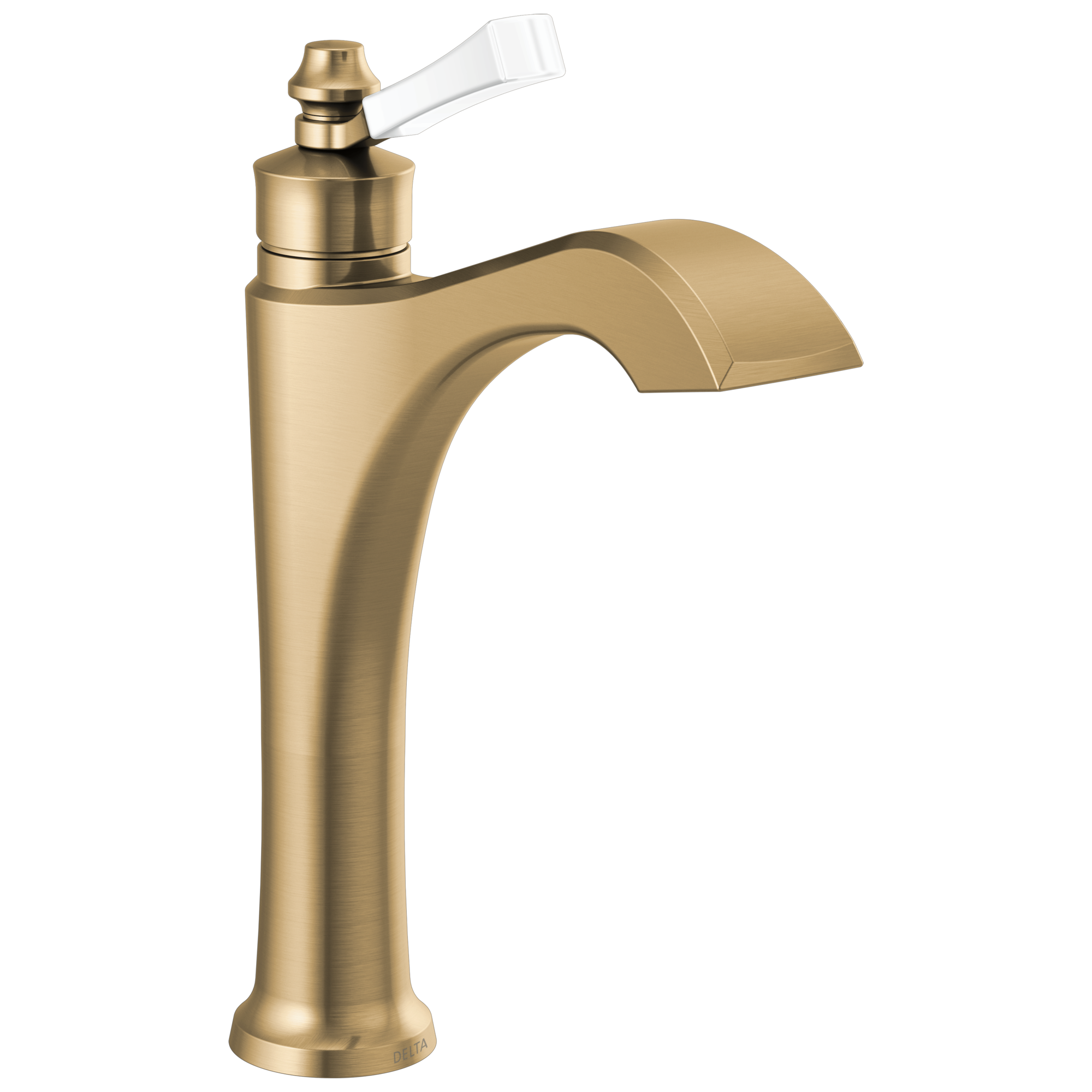 Delta - Single Handle Mid-Height Vessel Bathroom Faucet - Champagne Bronze / Porcelain - 656-GS-DST