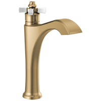 Delta - Single Handle Mid-Height Vessel Bathroom Faucet - Champagne Bronze / Porcelain - 657-GS-DST