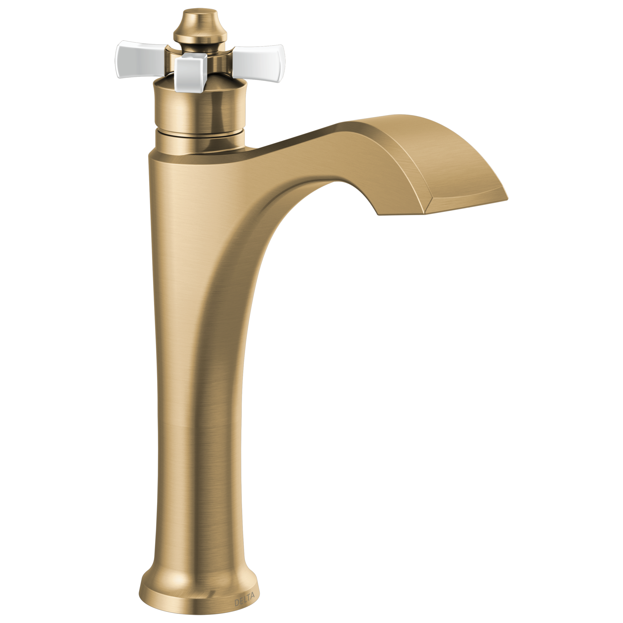 Delta - Single Handle Mid-Height Vessel Bathroom Faucet - Champagne Bronze / Porcelain - 657-GS-DST