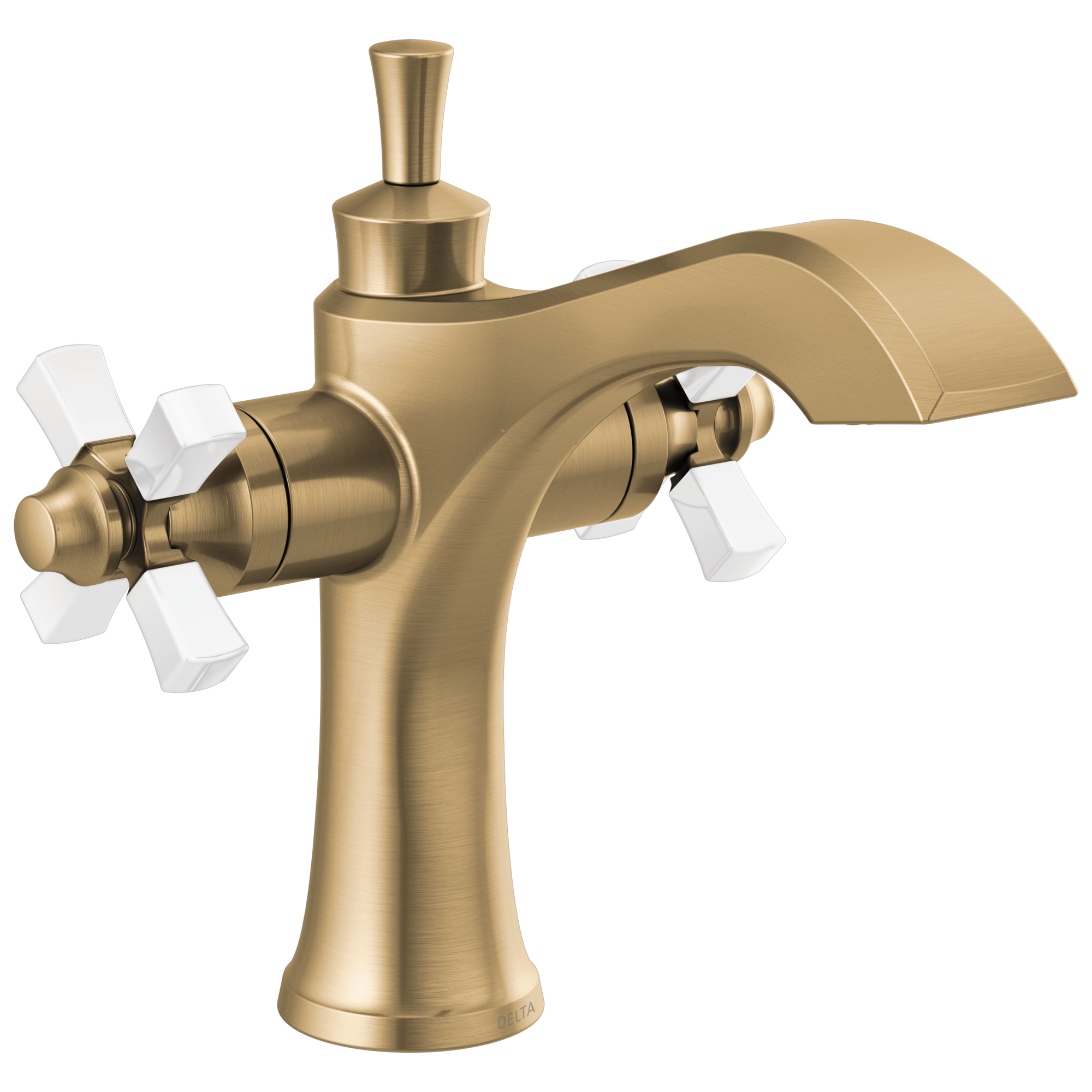 Delta - Two Handle Single Hole Monoblock Bathroom Faucet - Champagne Bronze / Porcelain - 857-GS-DST