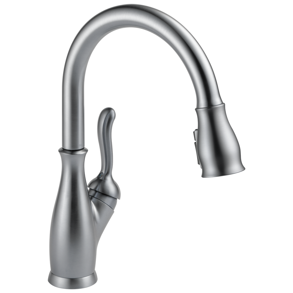 Delta - Single Handle Pull-Down Kitchen Faucet with ShieldSpray® Technology - Arctic Stainless - 9178-AR-DST