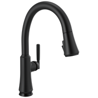 Delta - Single Handle Pull Down Kitchen Faucet with Touch<sub>2</sub>O Technology - Matte Black - 9179T-BL-DST