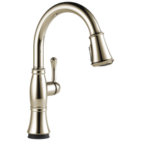 Delta - Single Handle Pull-Down Kitchen Faucet with Touch<sub>2</sub>O® and ShieldSpray® Technologies - Lumicoat® Polished Nickel - 9197T-PN-PR-DST