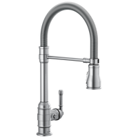 Delta - Single Handle Pull-Down Kitchen Faucet With Spring Spout - Arctic Stainless - 9690-AR-DST