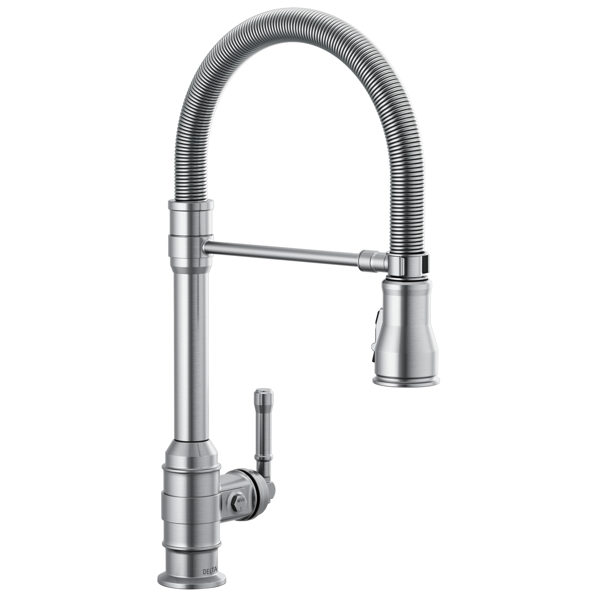 Delta - Single Handle Pull-Down Kitchen Faucet With Spring Spout - Arctic Stainless - 9690-AR-DST