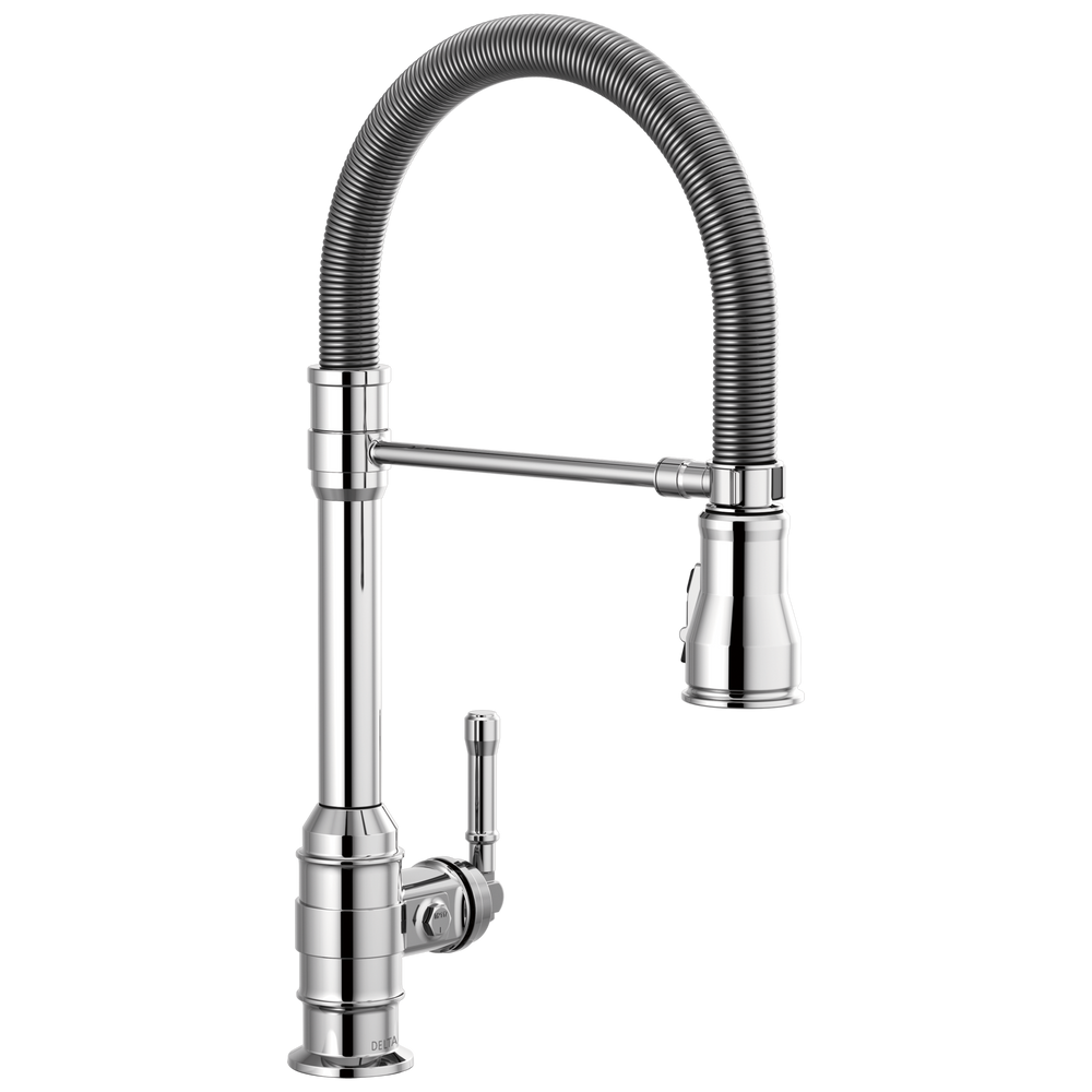 Delta - Single Handle Pull-Down Kitchen Faucet With Spring Spout - Chrome - 9690-DST