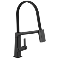 Delta - Single Handle Exposed Hose Kitchen Faucet - Matte Black - 9693-BL-DST