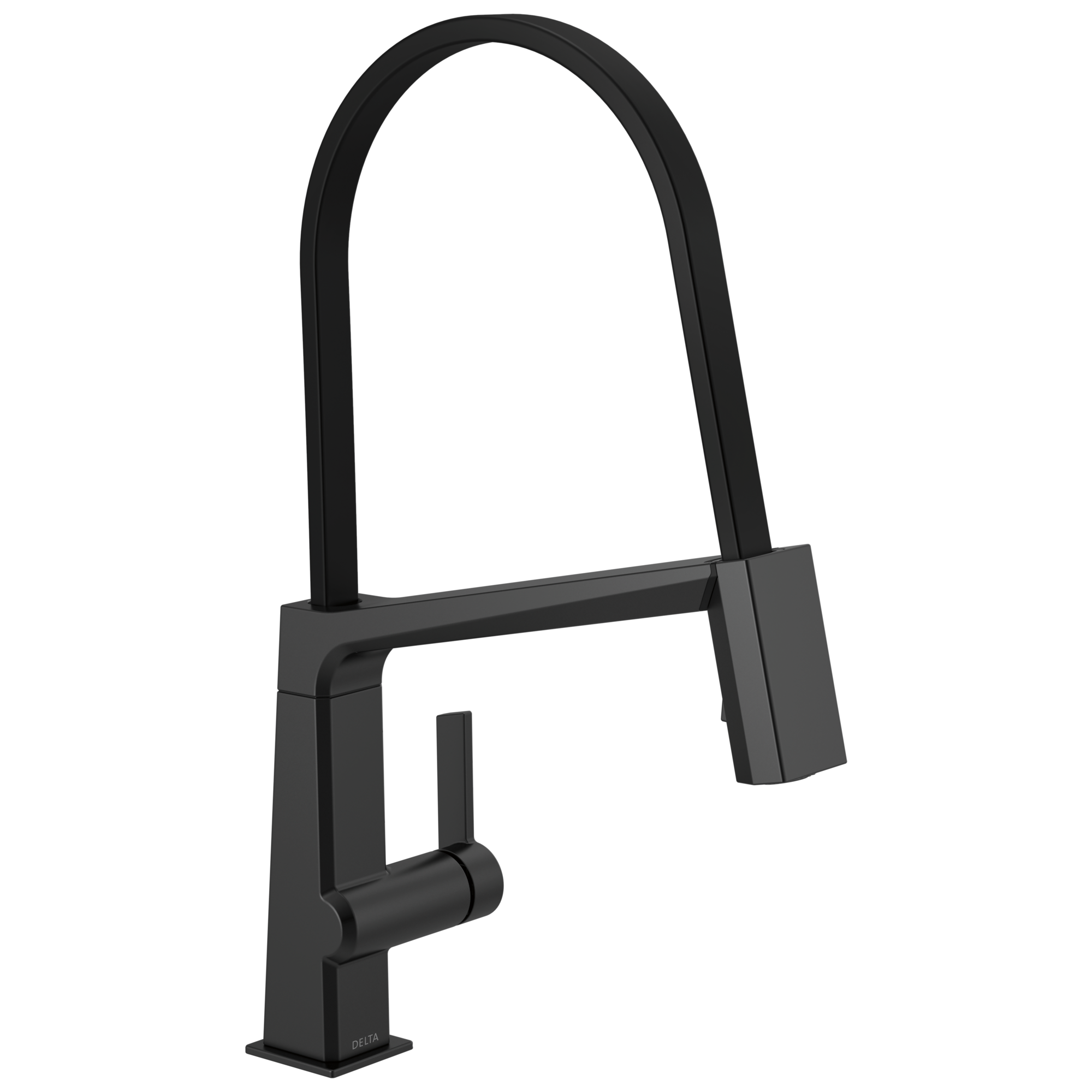 Delta - Single Handle Exposed Hose Kitchen Faucet - Matte Black - 9693-BL-DST