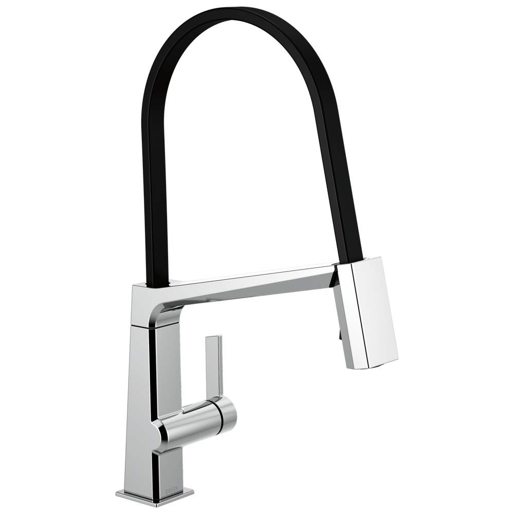 Delta - Single Handle Exposed Hose Kitchen Faucet - Chrome - 9693-DST