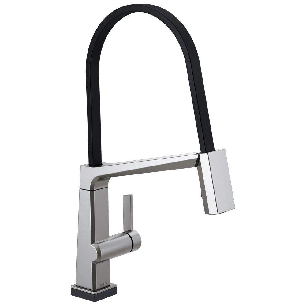 Delta - Single Handle Exposed Hose Kitchen Faucet with Touch<sub>2</sub>O Technology - Arctic Stainless - 9693T-AR-DST