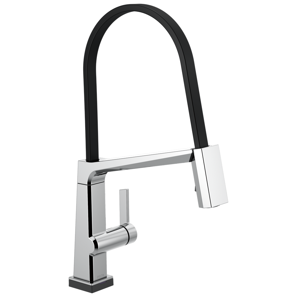 Delta - Single Handle Exposed Hose Kitchen Faucet with Touch<sub>2</sub>O Technology - Chrome - 9693T-DST