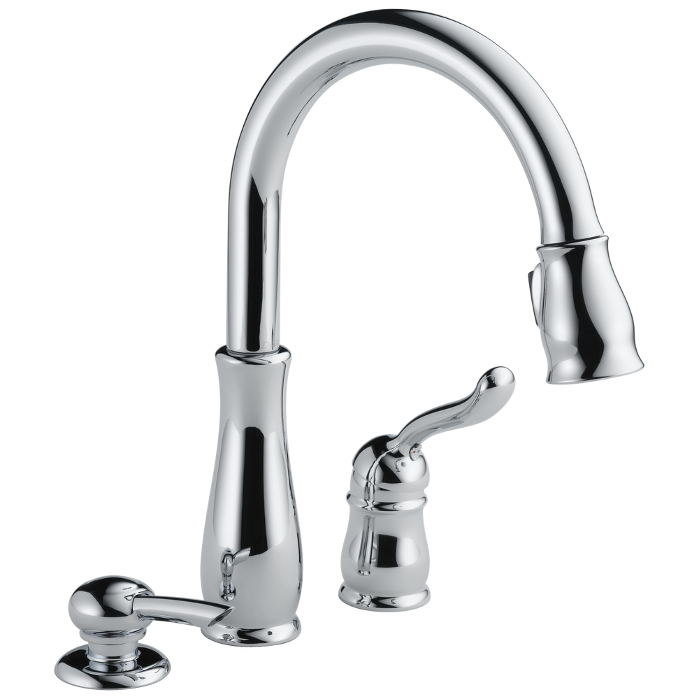 Delta - Single Handle Pull-Down Kitchen Faucet with Soap Dispenser - Chrome - 978-SD-DST