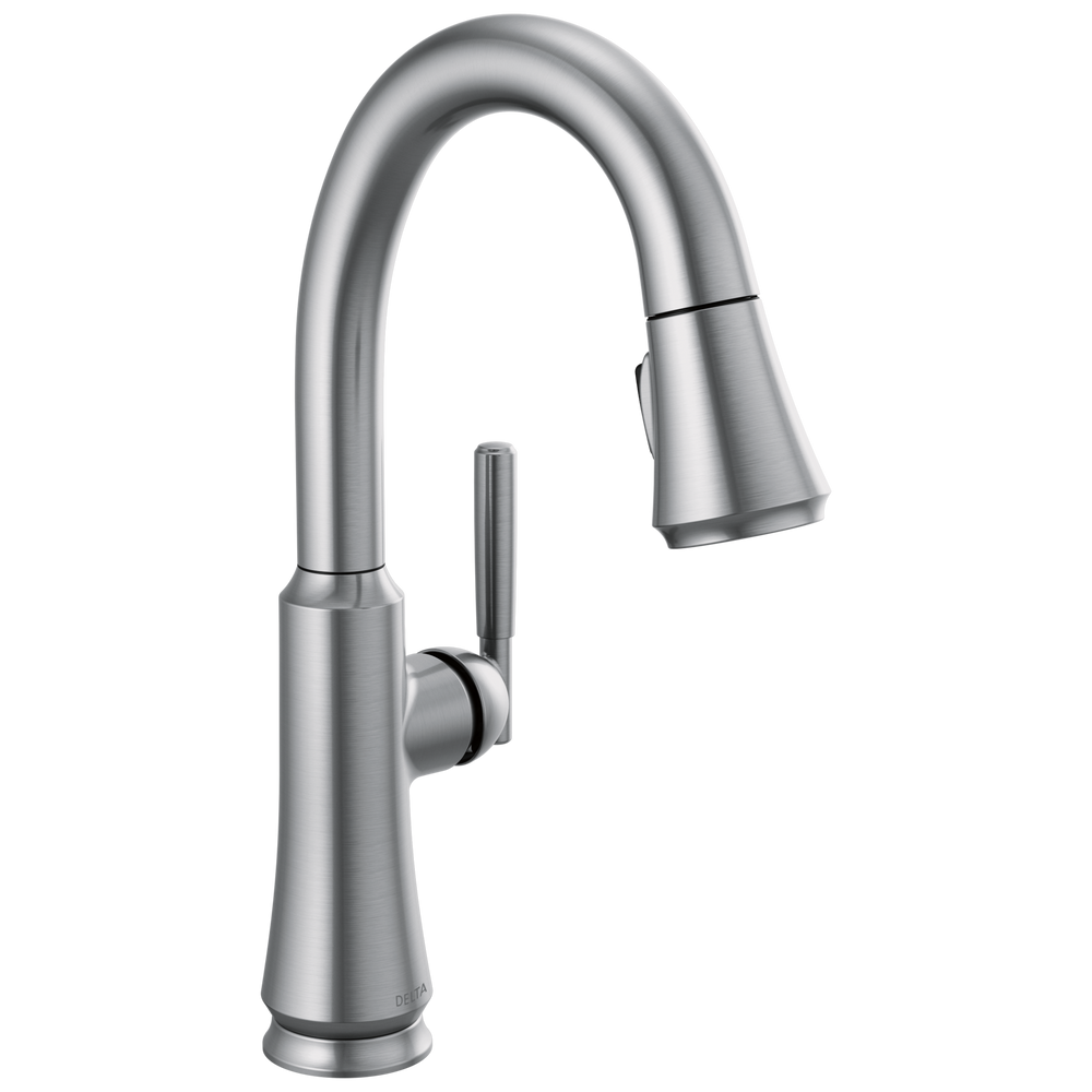 Delta - Single Handle Pull Down Bar/Prep Faucet - Arctic Stainless - 9979-AR-DST