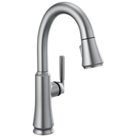 Delta - Single Handle Pull Down Bar/Prep Faucet - Arctic Stainless - 9979-AR-DST