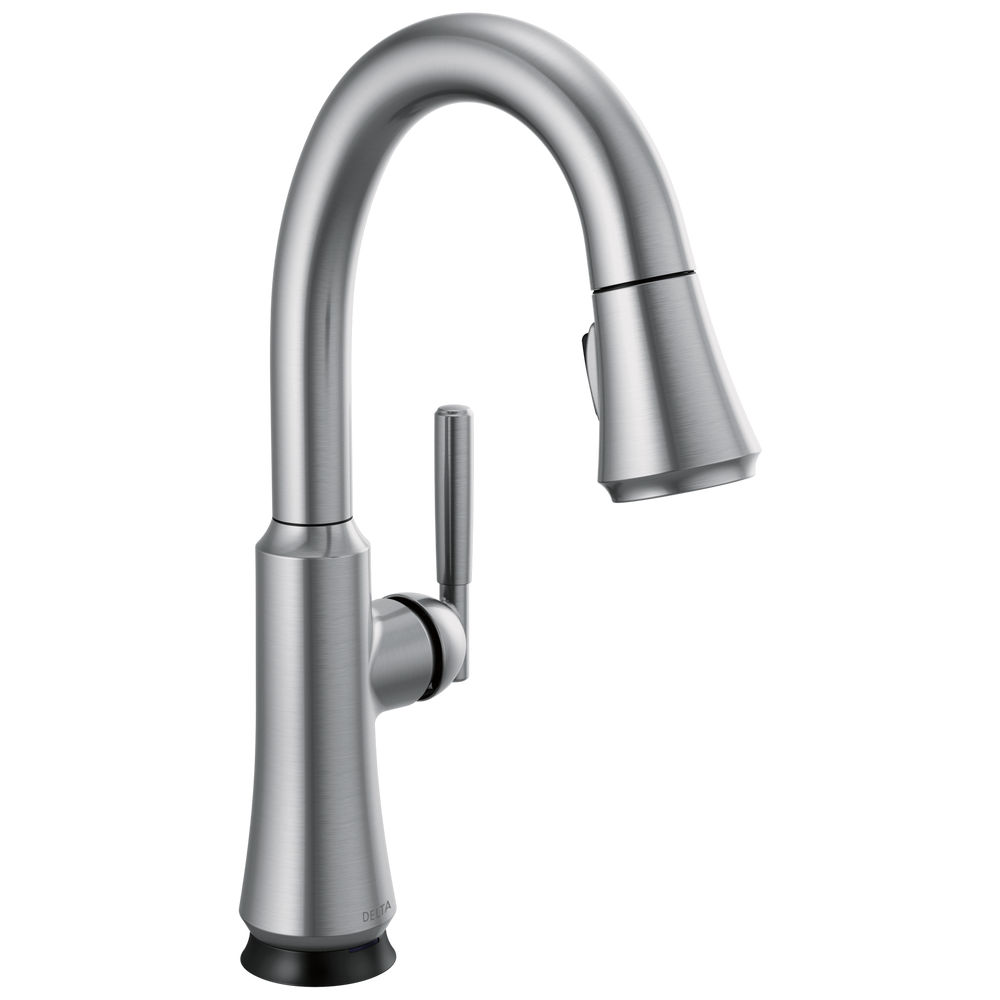 Delta - Single Handle Pull Down Bar/Prep Faucet with Touch<sub>2</sub>O Technology - Arctic Stainless - 9979T-AR-DST