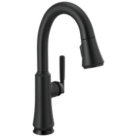 Delta - Single Handle Pull Down Bar/Prep Faucet with Touch<sub>2</sub>O Technology - Matte Black - 9979T-BL-DST