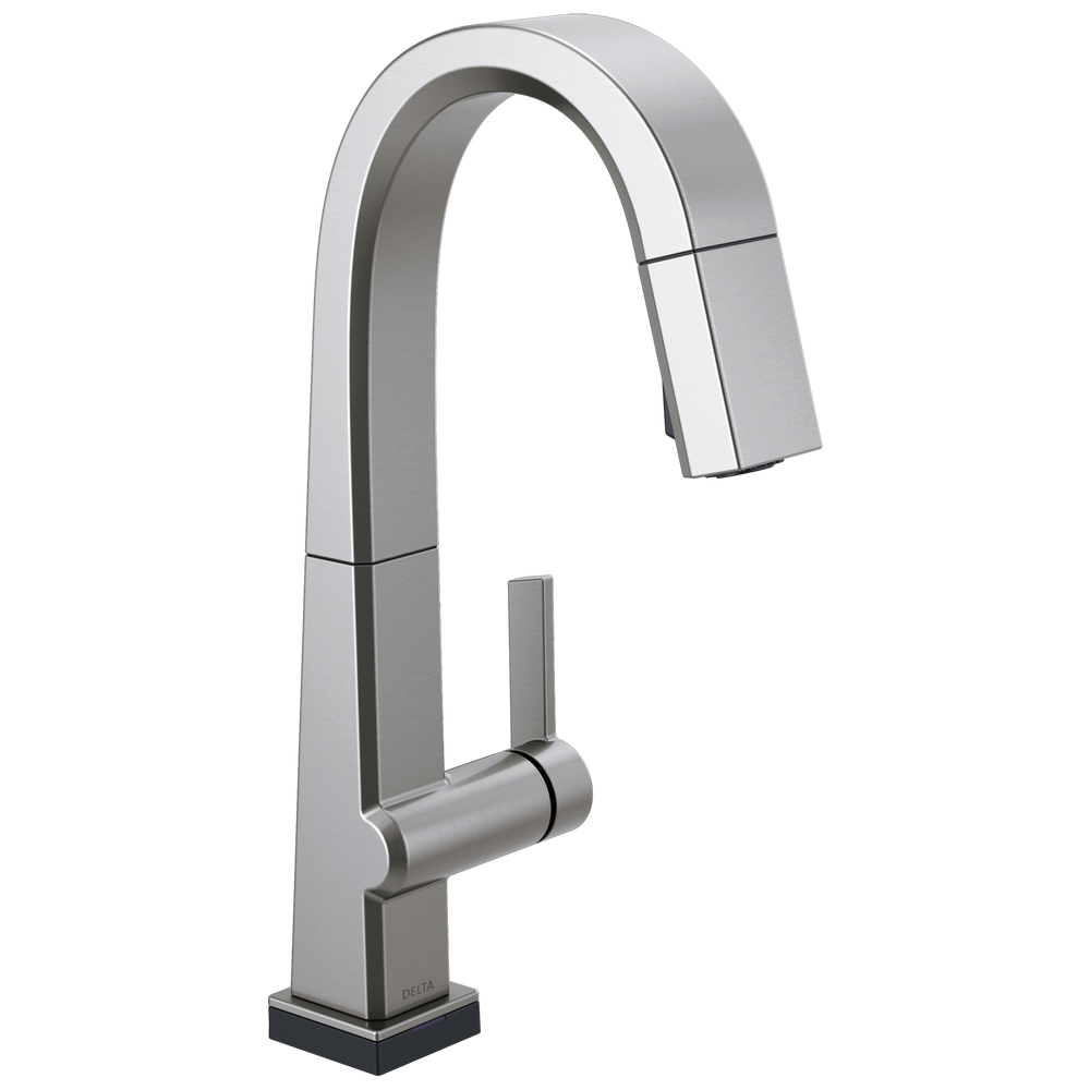 Delta - Single Handle Pull Down Bar/Prep Faucet With Touch<sub>2</sub>O Technology - Arctic Stainless - 9993T-AR-DST