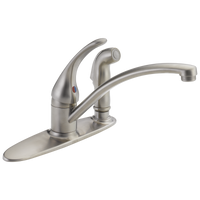 Delta - Single Handle Kitchen Faucet with Integral Spray - Stainless - B3310LF-SS