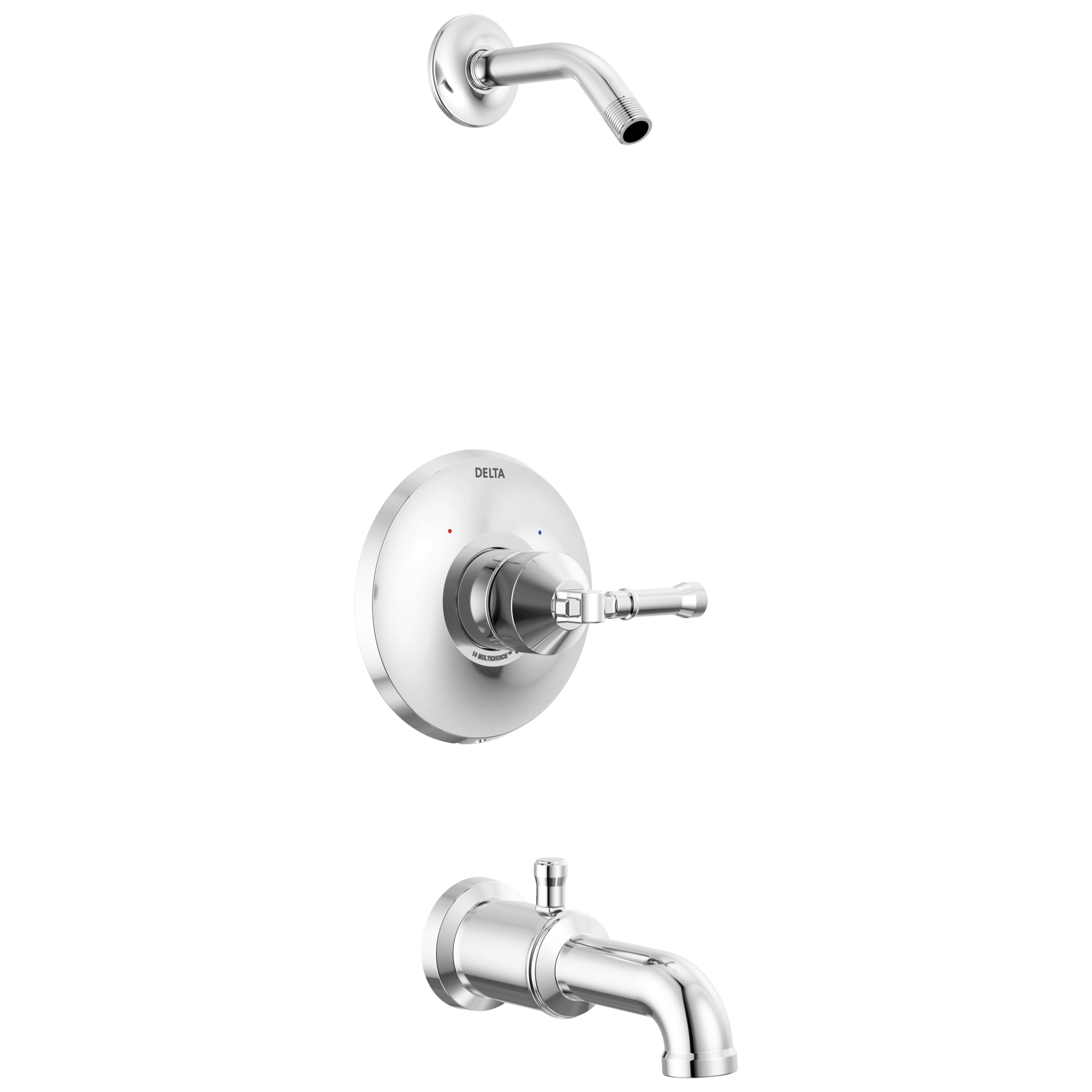 Delta - 14 Series Tub Shower Trim - Less Head - Lumicoat® Chrome - T14484-PR-LHD