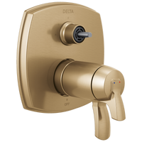 Delta - 17 Thermostatic Integrated Diverter Trim with Three Function Diverter Less Diverter Handle - Lumicoat® Champagne Bronze - T27T876-CZ-PR-LHP