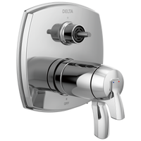 Delta - 17 Thermostatic Integrated Diverter Trim with Three Function Diverter Less Diverter Handle - Chrome - T27T876-LHP