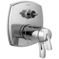 Delta - 17 Thermostatic Integrated Diverter Trim with Three Function Diverter Less Diverter Handle - Lumicoat® Chrome - T27T876-PR-LHP