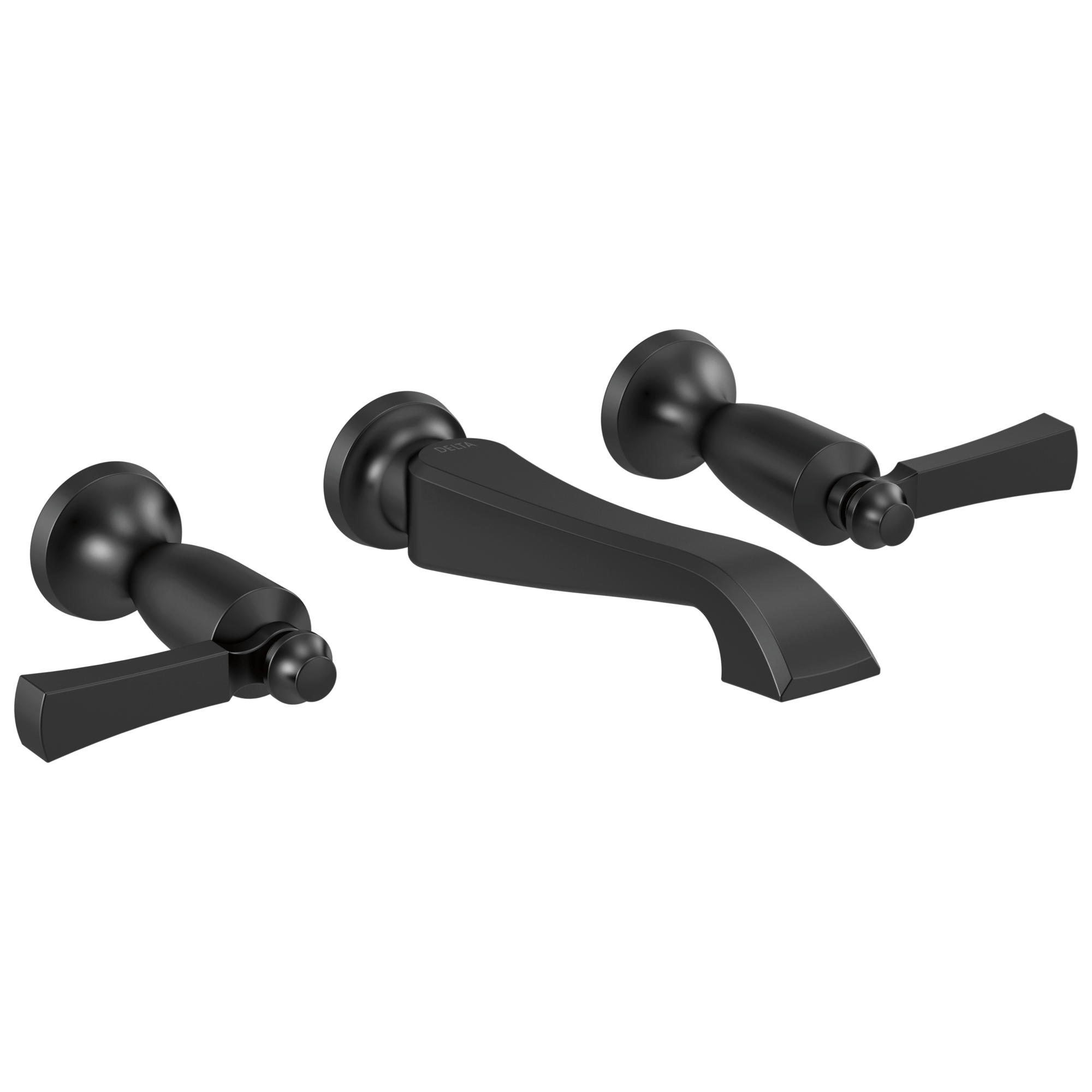 Delta - Two Handle Wall Mount Bathroom Faucet Trim Only - Matte Black - T3556LF-BLWL