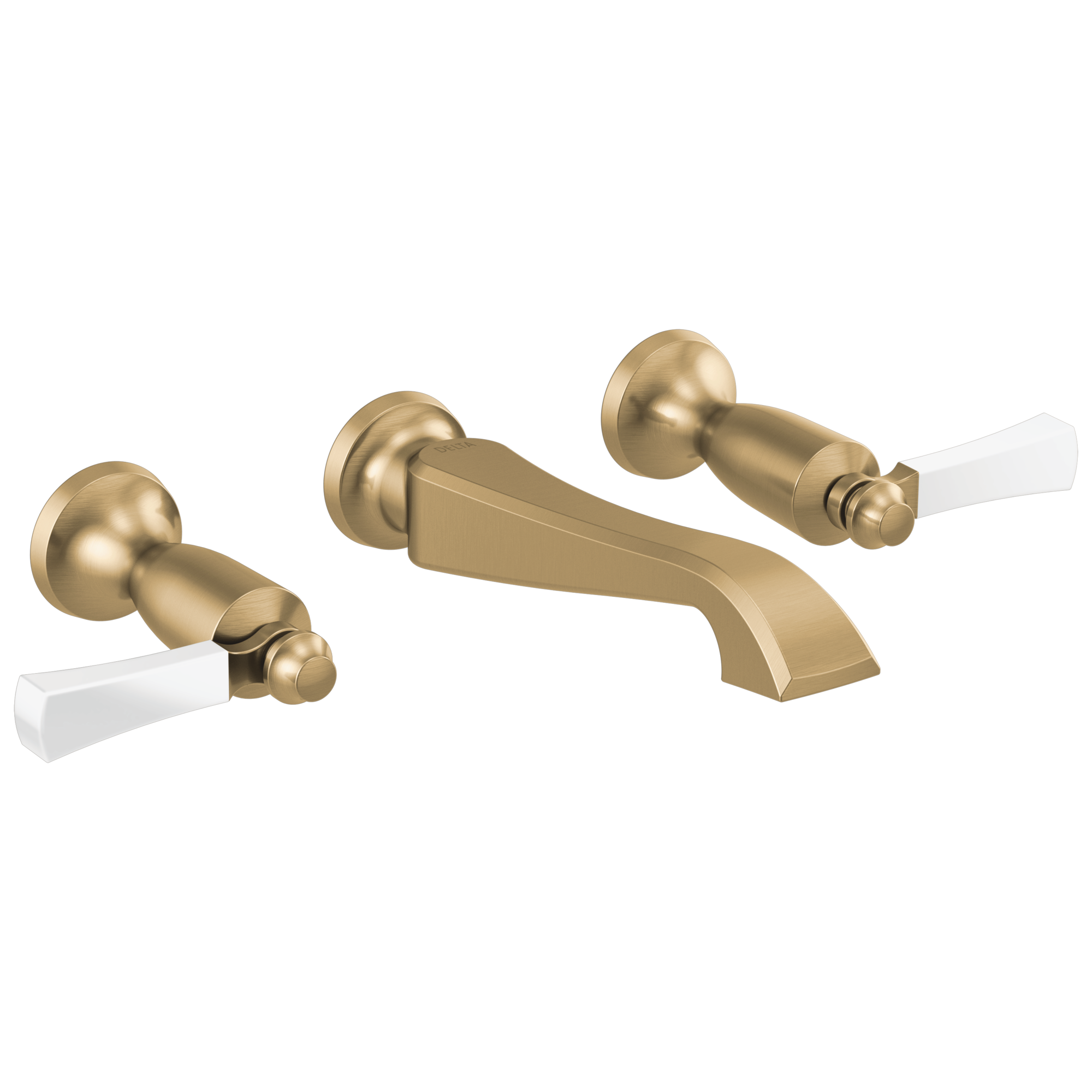 Delta - Two Handle Wall Mount Bathroom Faucet Trim Only - Champagne Bronze / Porcelain - T3556LF-GSWL