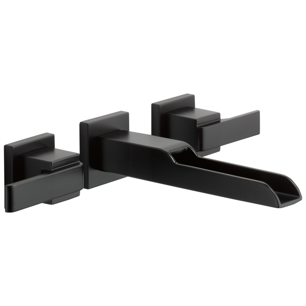 Delta - Two Handle Wall Mount Channel Bathroom Faucet Trim - Matte Black - T3568LF-BLWL