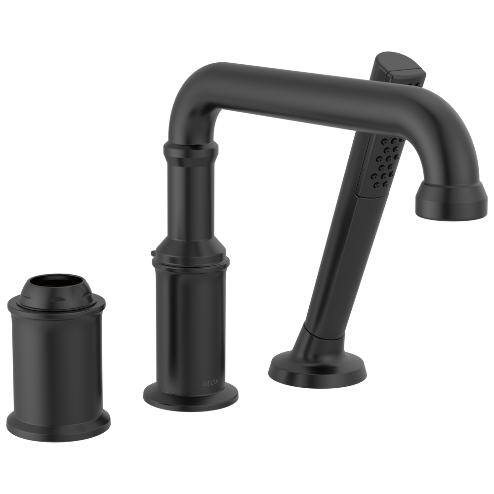 Delta - Three Hole Roman Tub Trim with Hand Shower - Less Handle - Matte Black - T3784-BLLHP