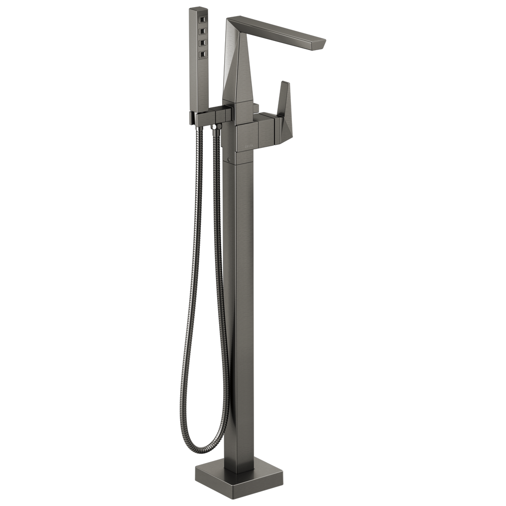 Delta - Single Handle Floor Mount Tub Filler Trim - Lumicoat® Black Stainless - T4743-KS-PR-FL