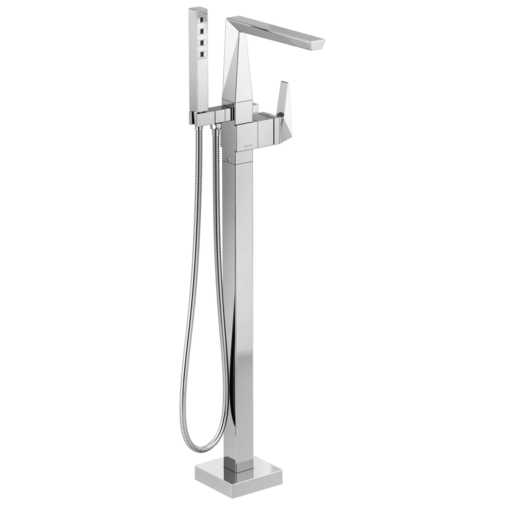 Delta - Single Handle Floor Mount Tub Filler Trim - Lumicoat® Chrome - T4743-PR-FL