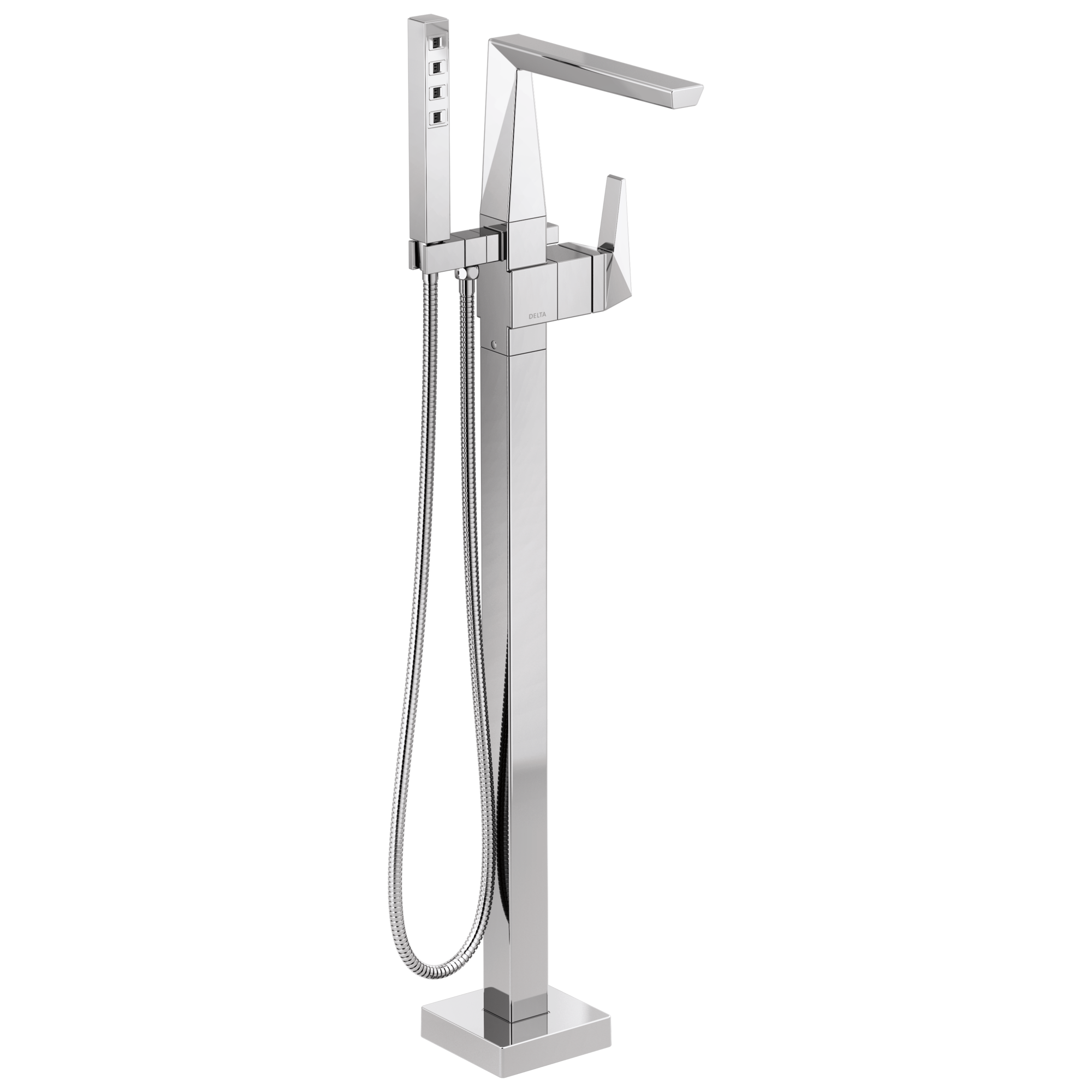 Delta - Single Handle Floor Mount Tub Filler Trim - Lumicoat® Chrome - T4743-PR-FL