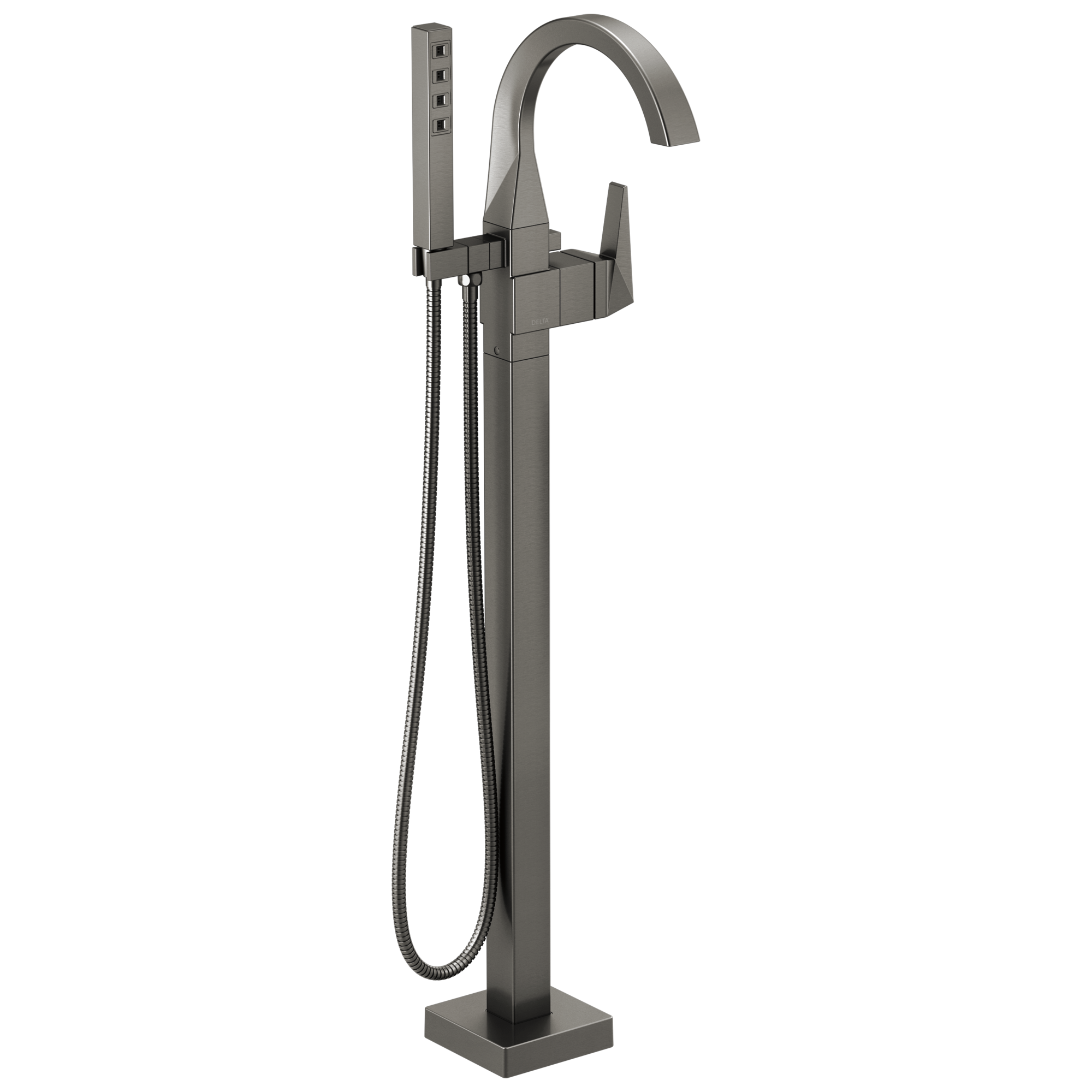 Delta - Single Handle Floor Mount Tub Filler Trim - Lumicoat® Black Stainless - T4746-KS-PR-FL