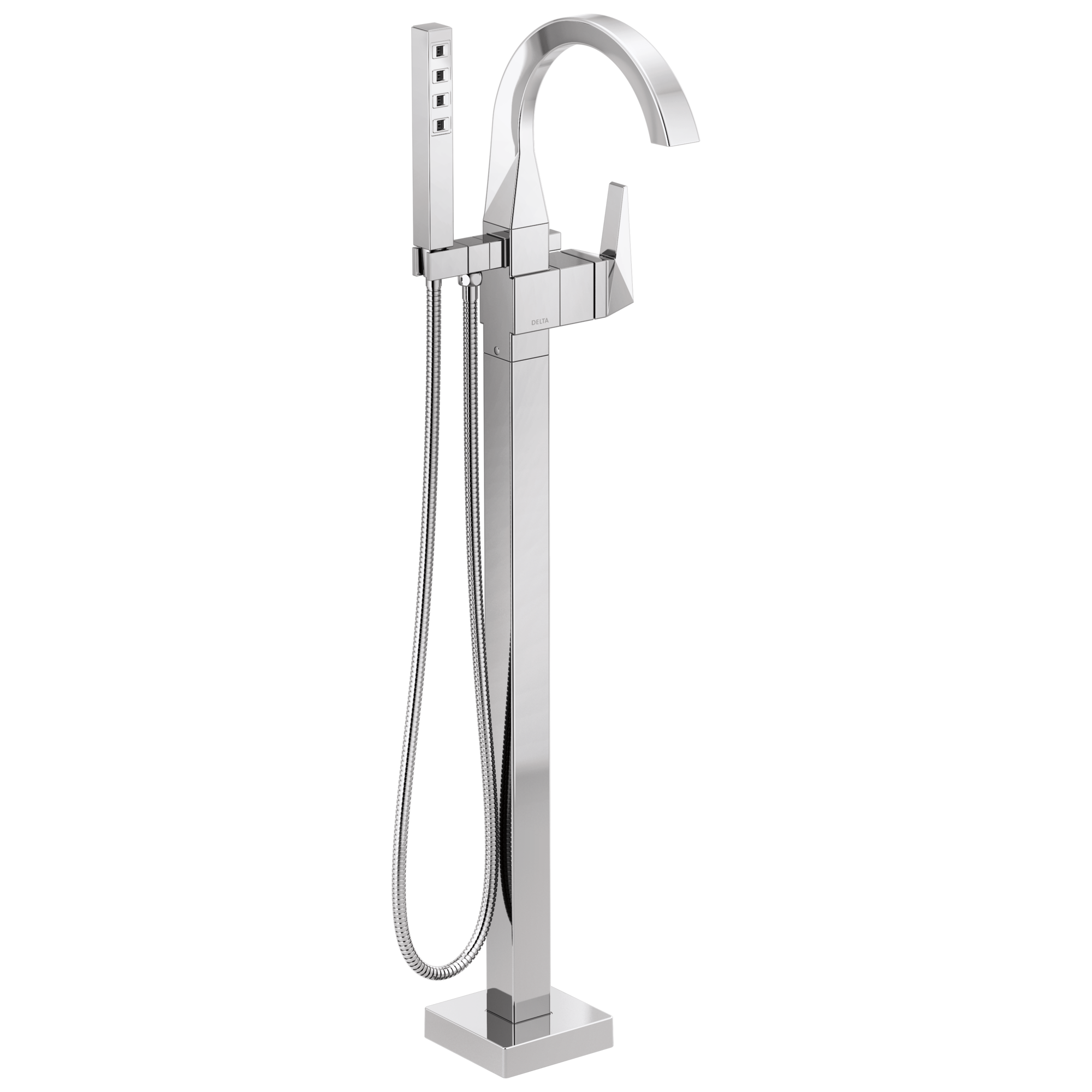 Delta - Single Handle Floor Mount Tub Filler Trim - Lumicoat® Chrome - T4746-PR-FL