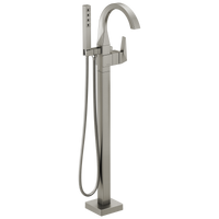 Delta - Single Handle Floor Mount Tub Filler Trim - Lumicoat® Stainless - T4746-SS-PR-FL