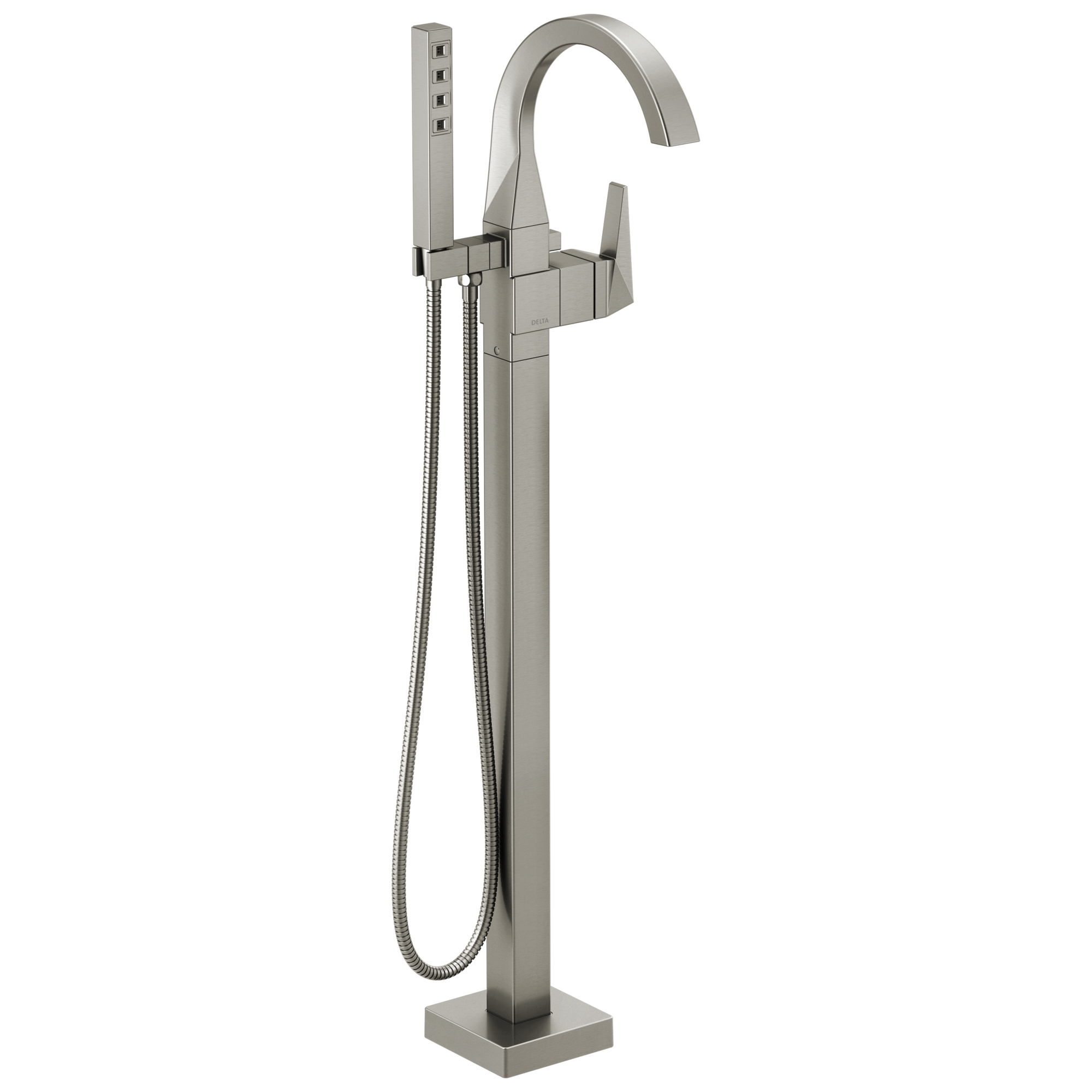 Delta - Single Handle Floor Mount Tub Filler Trim - Lumicoat® Stainless - T4746-SS-PR-FL