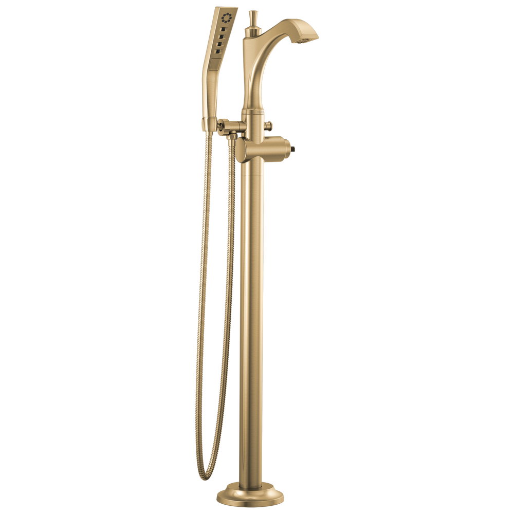 Delta - Single Handle Floor Mount Tub Filler Trim - Less Handle - Champagne Bronze - T4756-CZLHP-FL