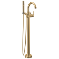 Delta - Single Handle Floor Mount Tub Filler Trim with Hand Shower - Champagne Bronze - T4759-CZFL