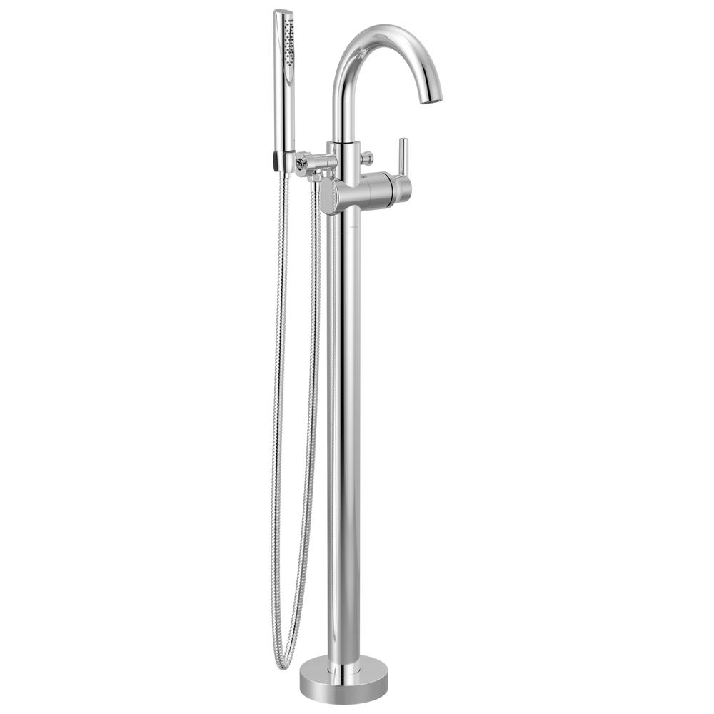 Delta - Single Handle Floor Mount Tub Filler Trim with Hand Shower - Chrome - T4759-FL