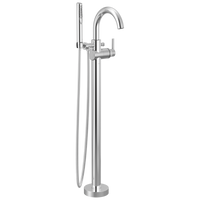 Delta - Single Handle Floor Mount Tub Filler Trim with Hand Shower - Chrome - T4759-FL