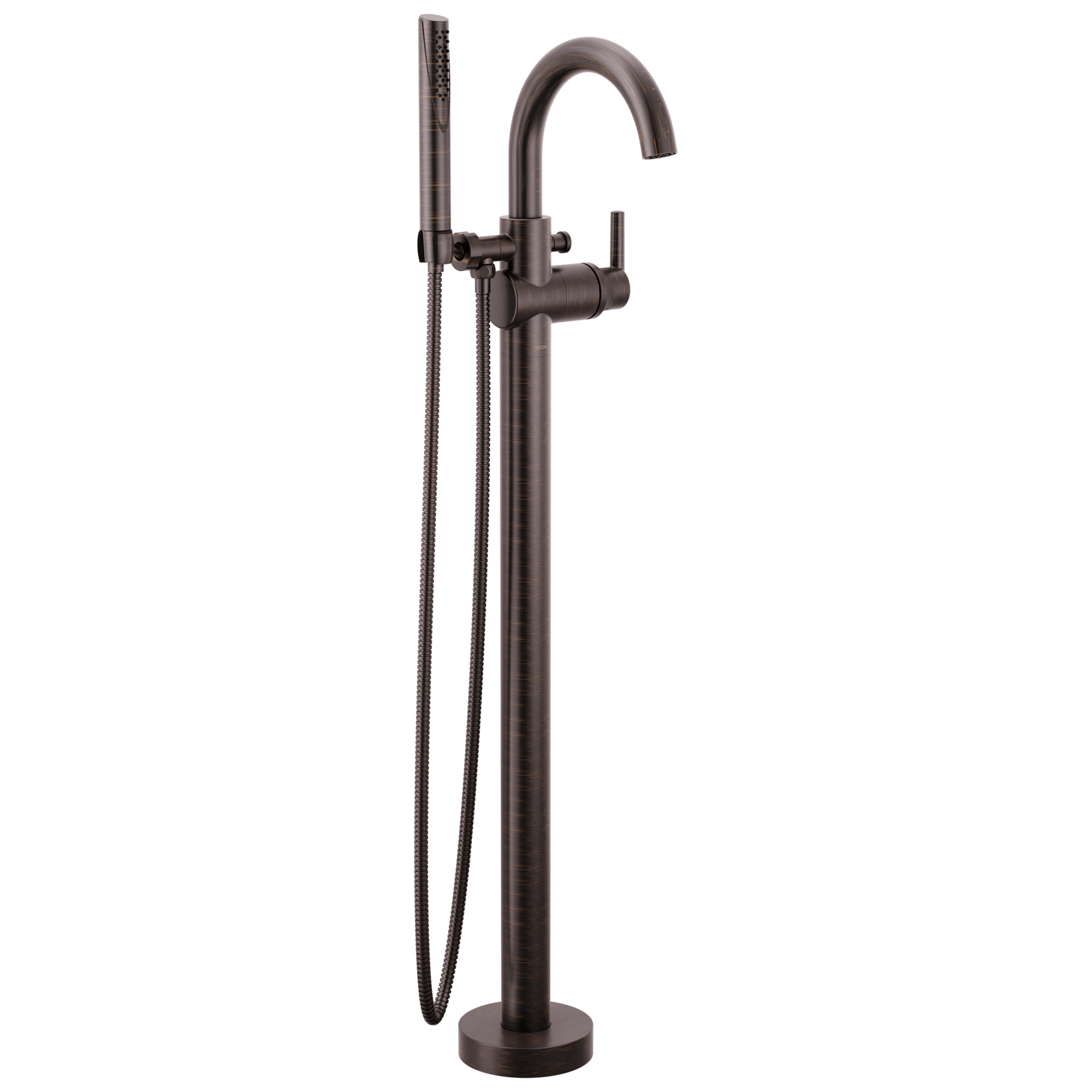 Delta - Single Handle Floor Mount Tub Filler Trim with Hand Shower - Venetian Bronze - T4759-RBFL