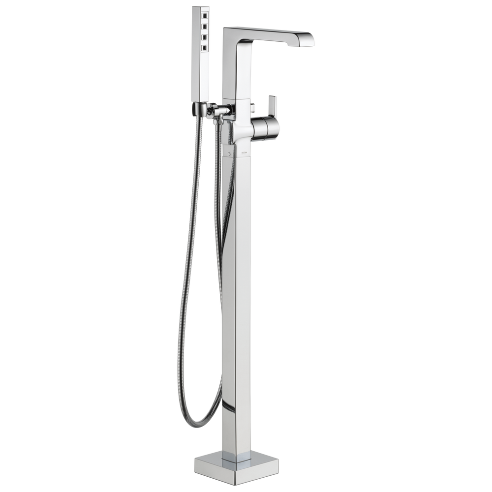 Delta - Single Handle Floor Mount Tub Filler Trim with Hand Shower - Chrome - T4767-FL