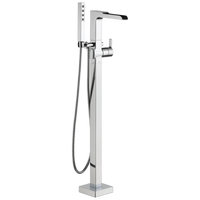 Delta - Single Handle Floor Mount Channel Spout Tub Filler Trim with Hand Shower - Chrome - T4768-FL