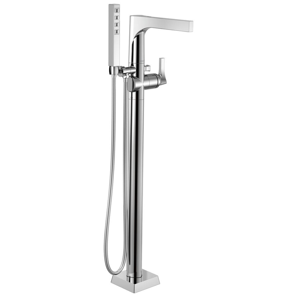 Delta - Single Handle Floor Mount Tub Filler Trim with Hand Shower - Chrome - T4774-FL