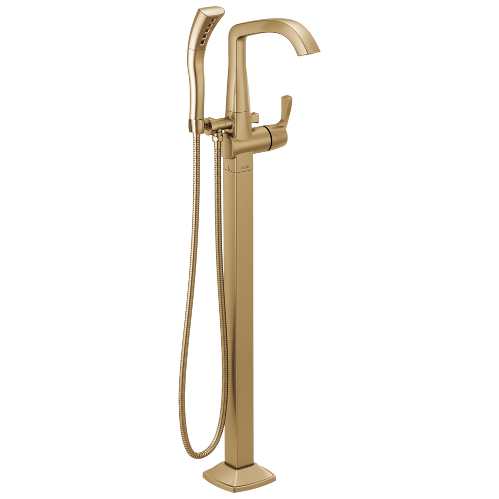 Delta - Single Handle Floor Mount Tub Filler Trim - Champagne Bronze - T4776-CZFL