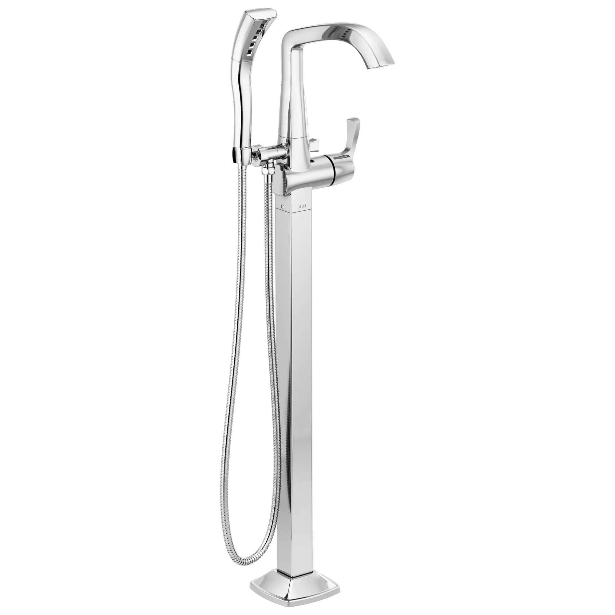 Delta - Single Handle Floor Mount Tub Filler Trim - Lumicoat® Chrome - T4776-PR-FL